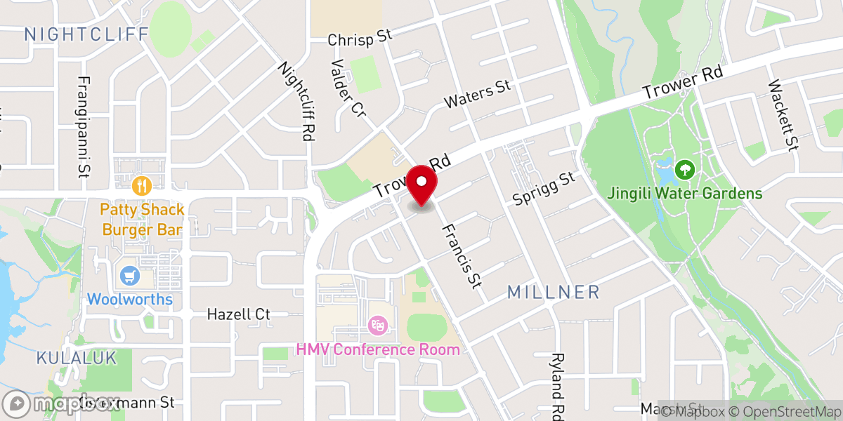 Map showing location of Darwin Community Church
