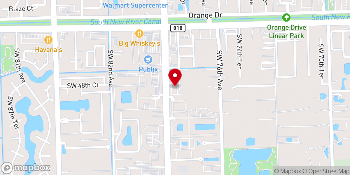 Map showing location of Korean Assembly of God of Miami