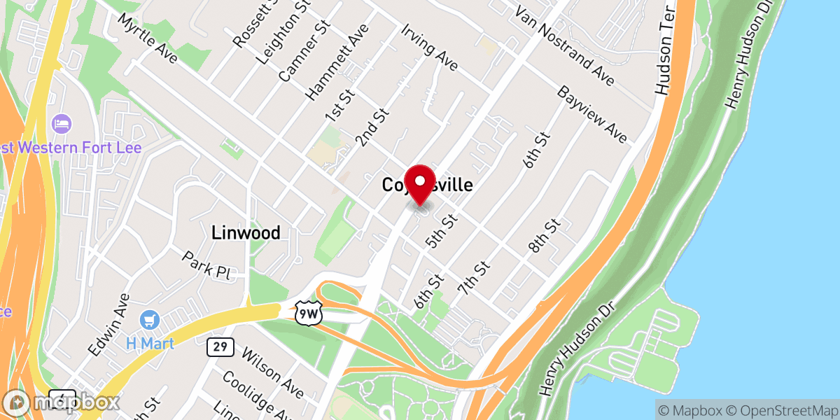 Map showing location of The First Reformed Church of the Palisades