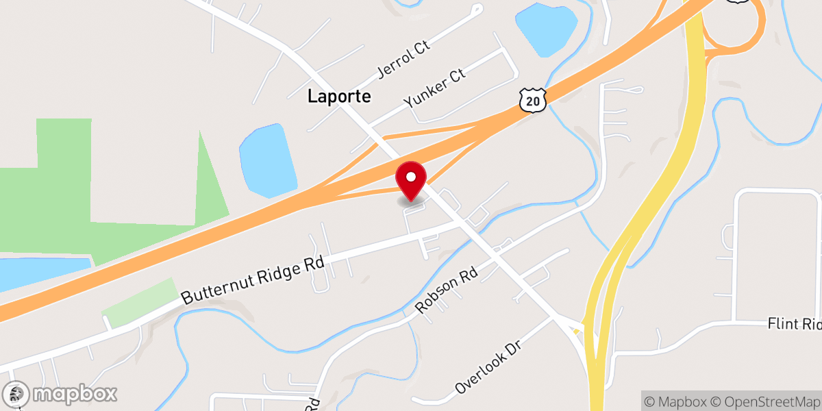 Map showing location of LaPorte United Methodist Church