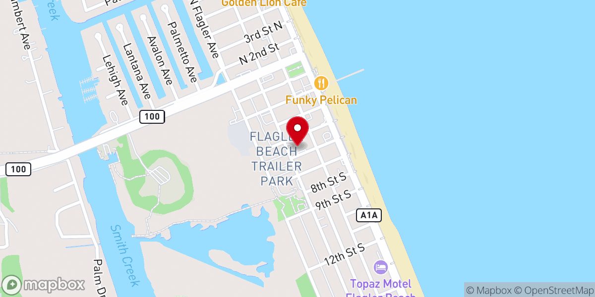 Map showing location of Salty Church Flagler Beach