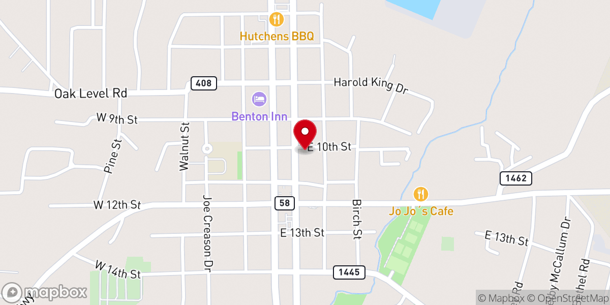 Map showing location of Filbeck-Cann Life Celebration Center of Milner & Orr