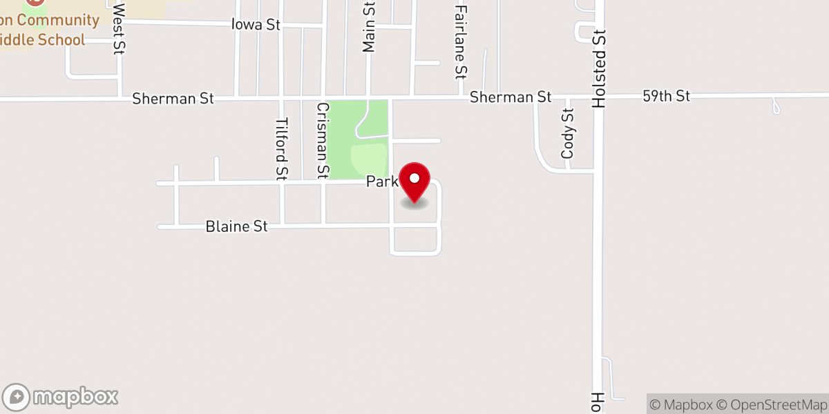 Map showing location of Zion Lutheran Church