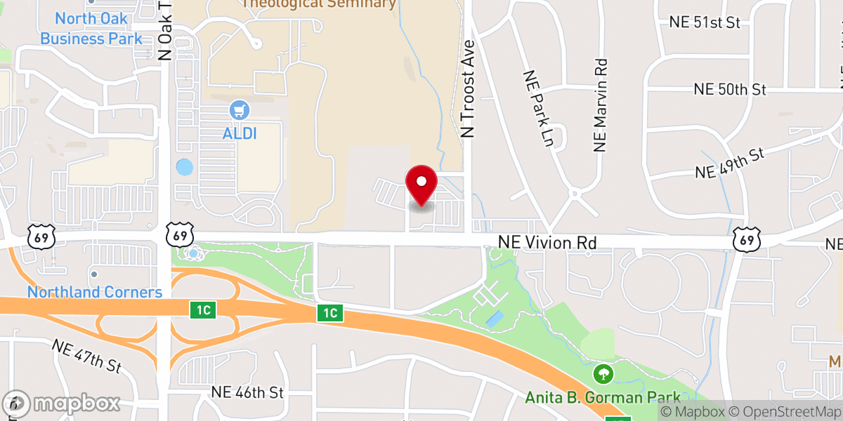 Map showing location of Hillside Christian Church