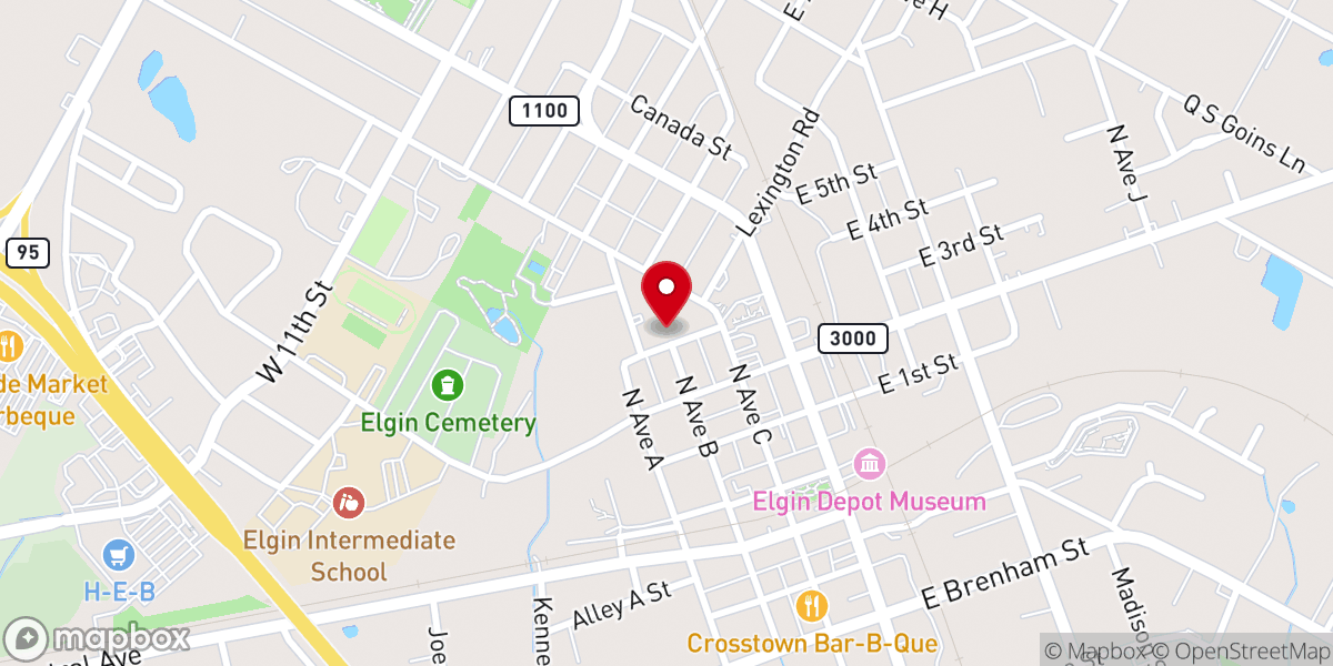 Map showing location of First United Methodist Church Elgin