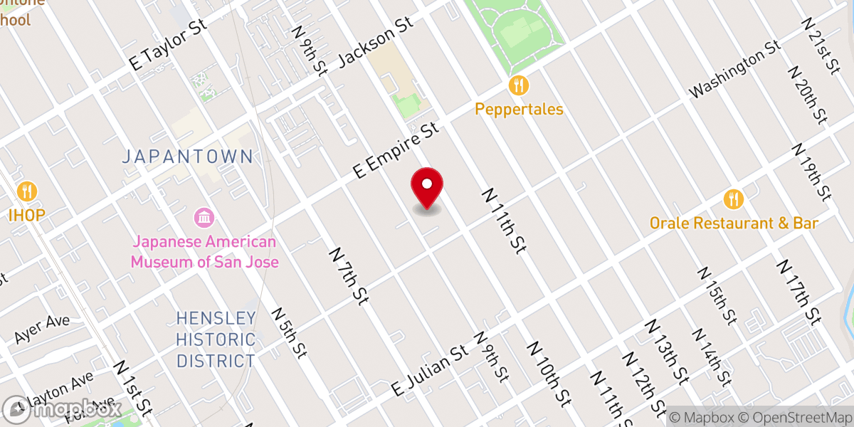 Map showing location of Assyrian Pentecostal Church of San Jose