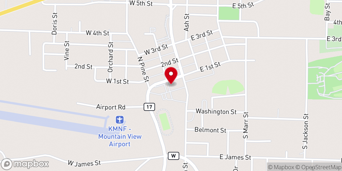 Map showing location of Mountain View Community Center