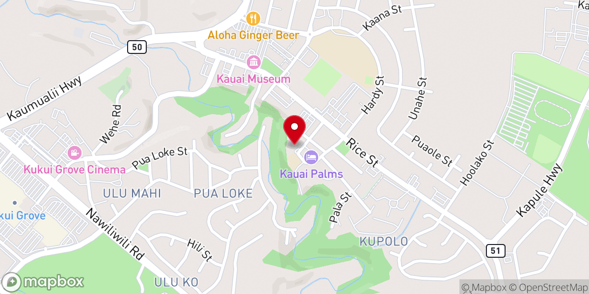 Map showing location of Lihue Christian Church