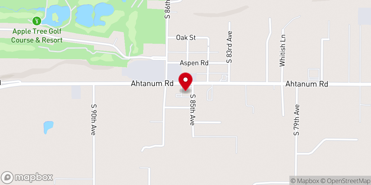 Map showing location of Ahtanum Pioneer Church
