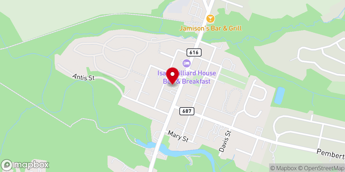Map showing location of Pemberton First Baptist Church