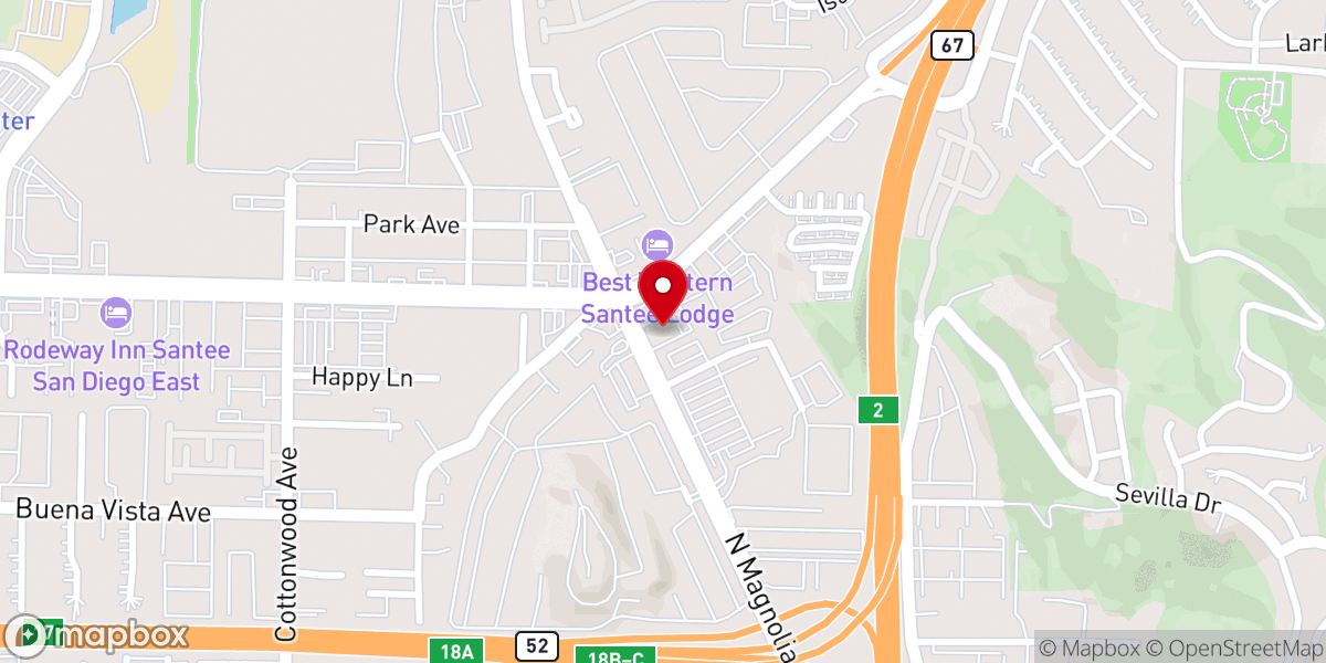 Map showing location of Santee Church of Christ