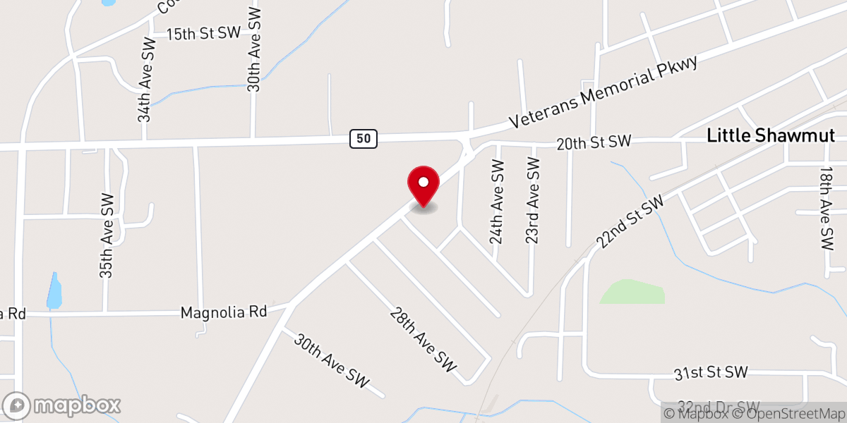 Map showing location of Three Pines Baptist Church