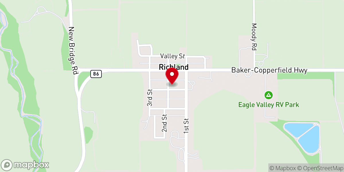Map showing location of Richland Christian Church