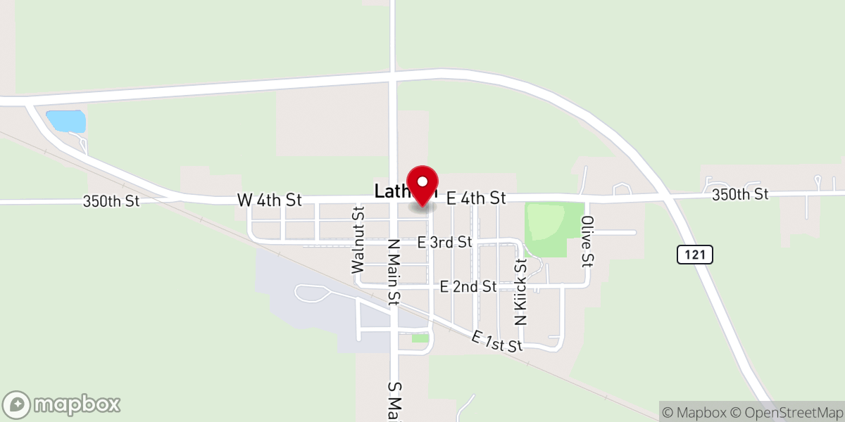 Map showing location of Latham Baptist Church