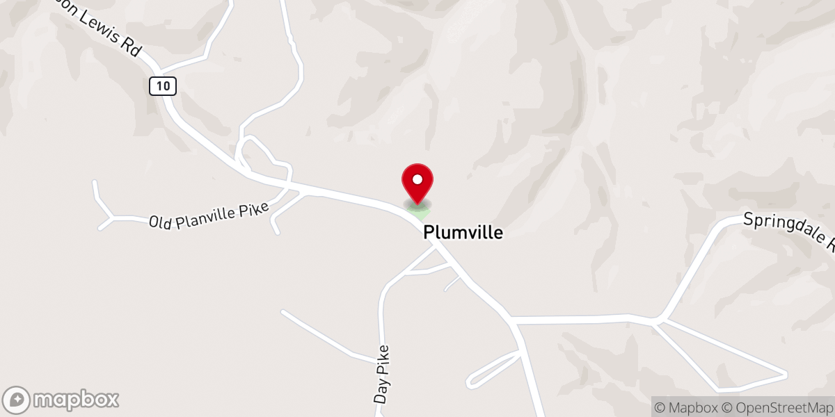 Map showing location of Plumville Church of Christ
