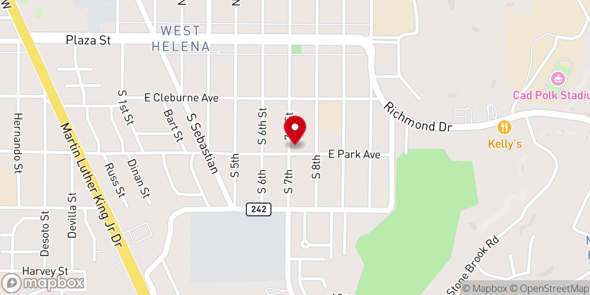 Map showing location of West Helena Church of the Nazarene