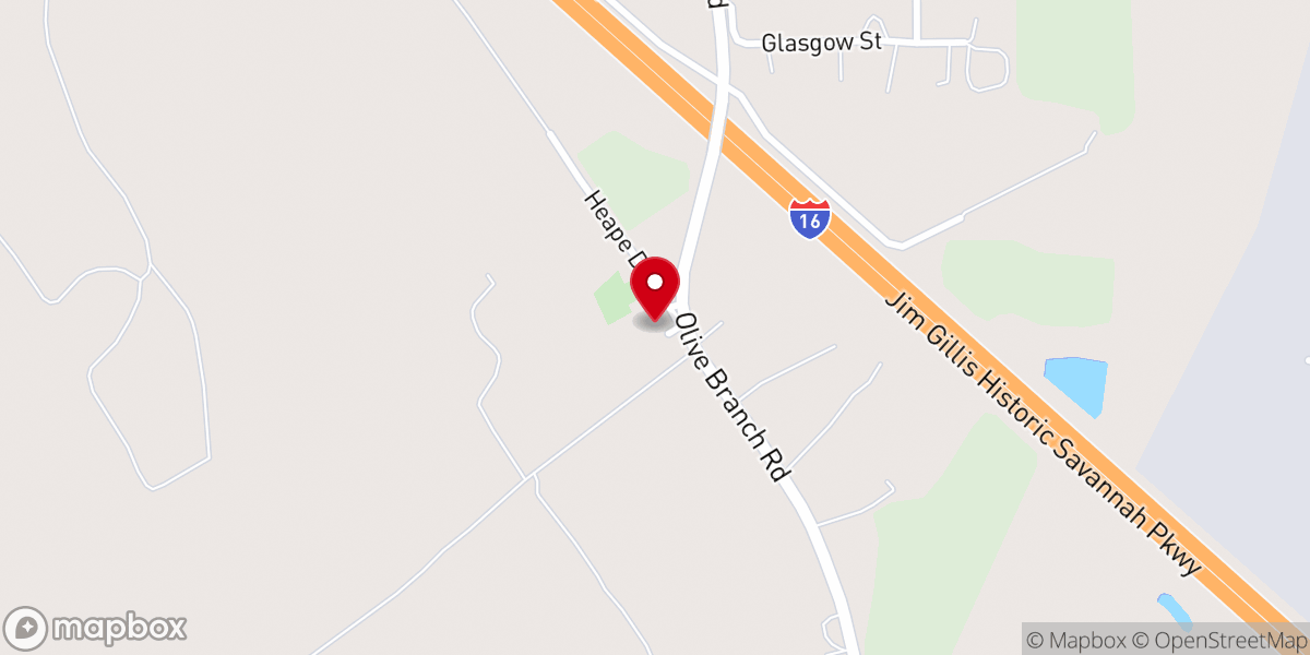 Map showing location of Olive Branch Baptist Church