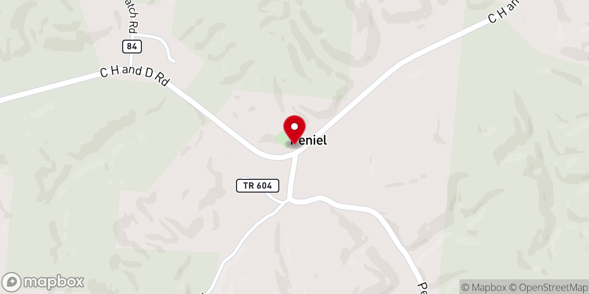 Map showing location of Peniel Presbyterian Church