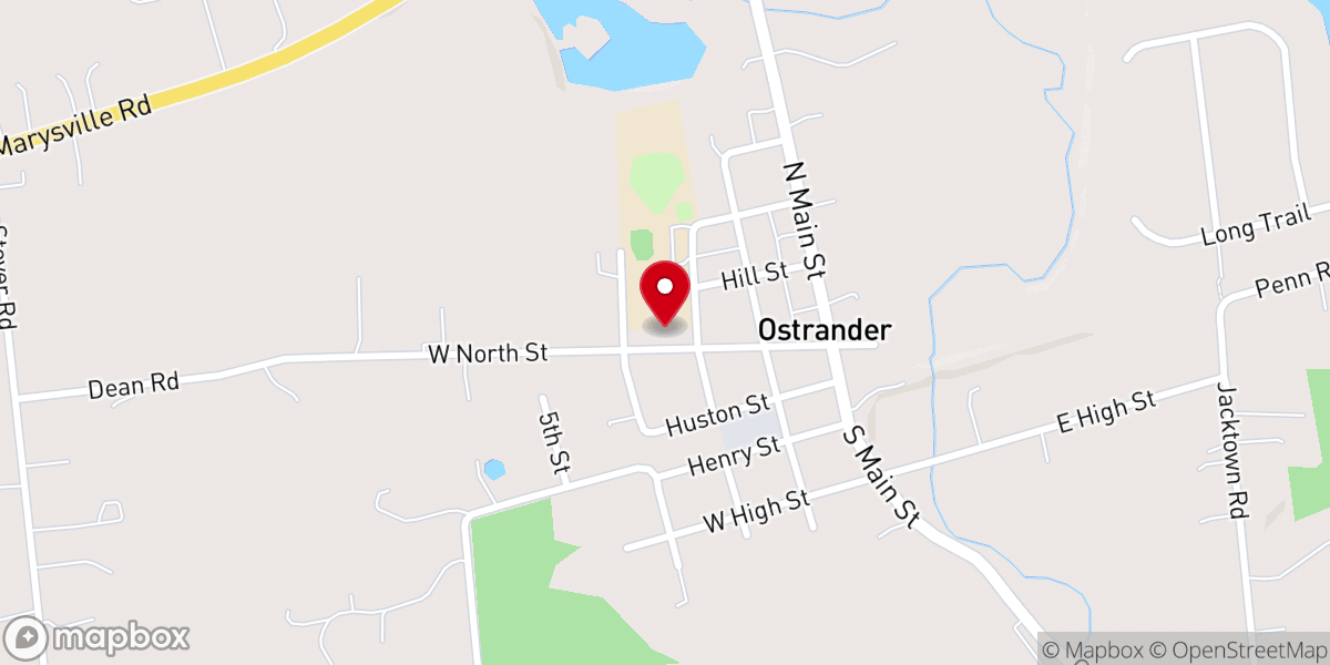 Map showing location of Ostrander United Methodist Church