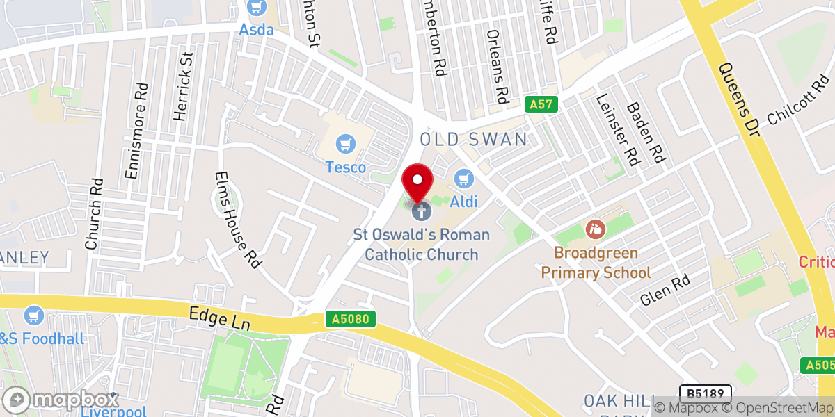Map showing location of St Oswald's Church Old Swan