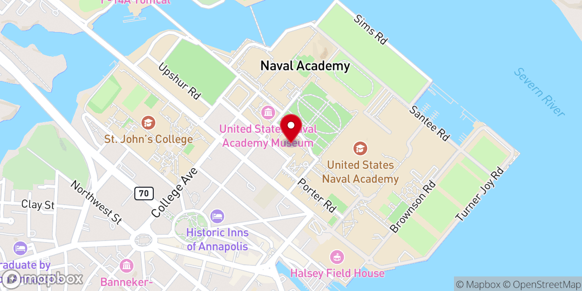 Map showing location of The Naval Academy Chapel