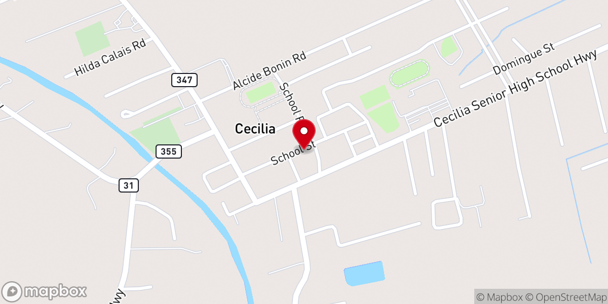 Map showing location of True Faith Full Gospel Ministries Inc of Cecilia Louisiana