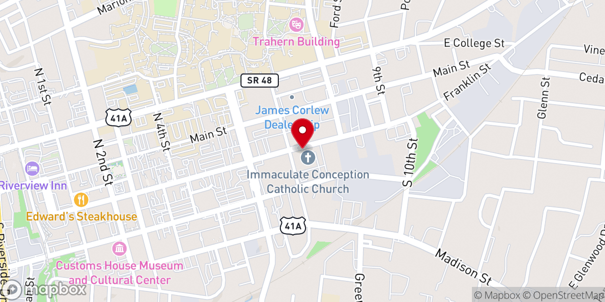 Map showing location of Immaculate Conception Old Chapel