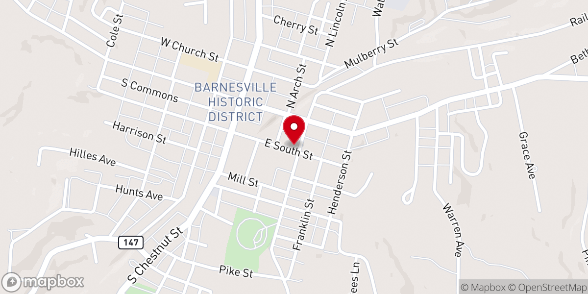 Map showing location of Barnesville Church of the Nazarene