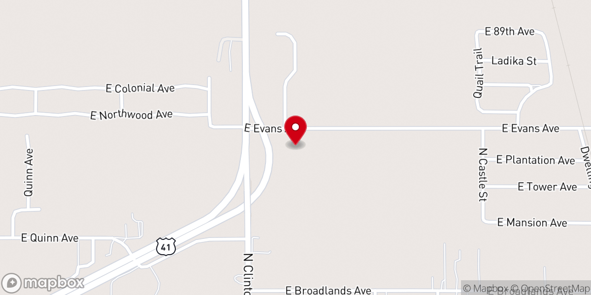 Map showing location of Terre Haute Bible Center
