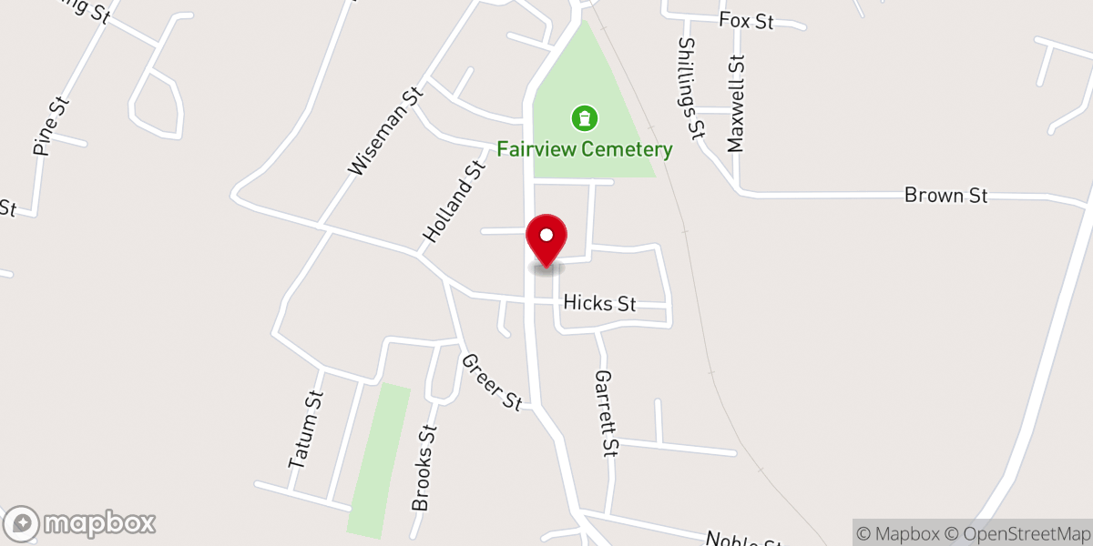 Map showing location of Bright Morning Baptist Church