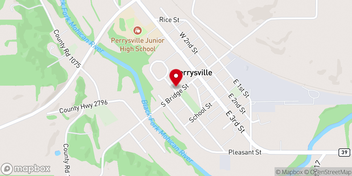 Map showing location of Perrysville Baptist Church