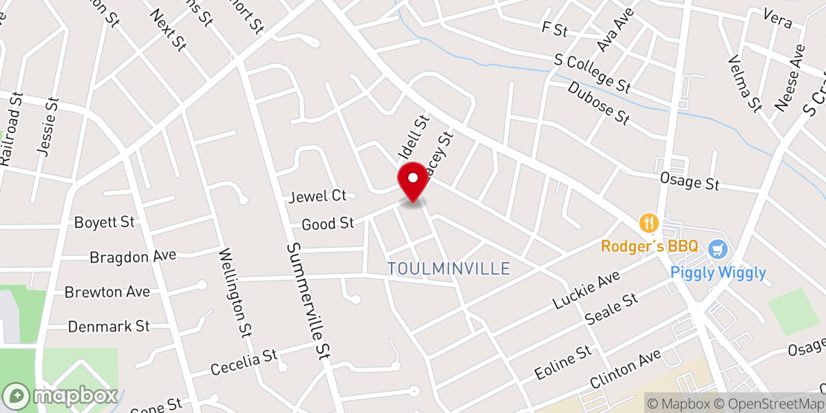 Map showing location of Amity Baptist Church