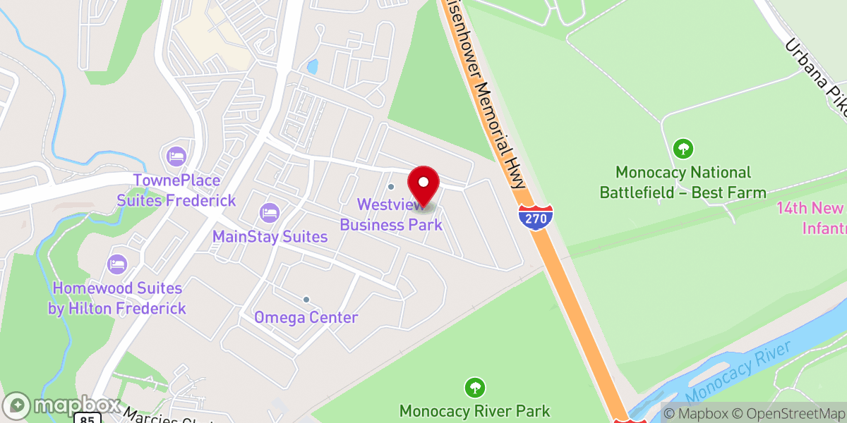 Map showing location of Center Church Frederick