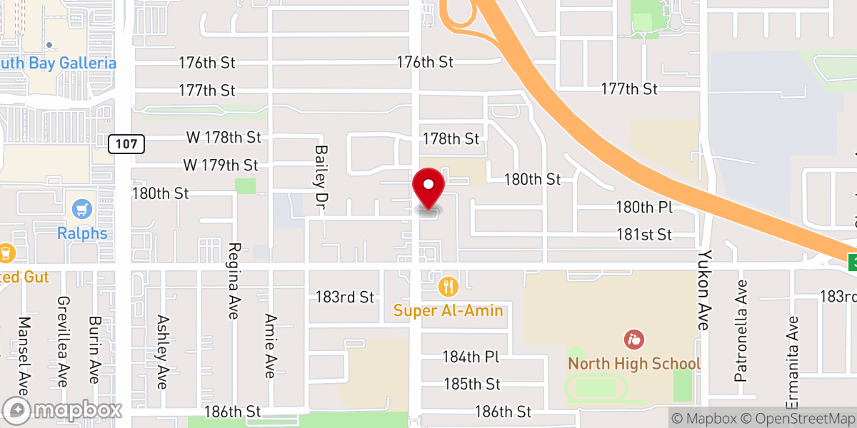 Map showing location of Foursquare Church - Life South Bay