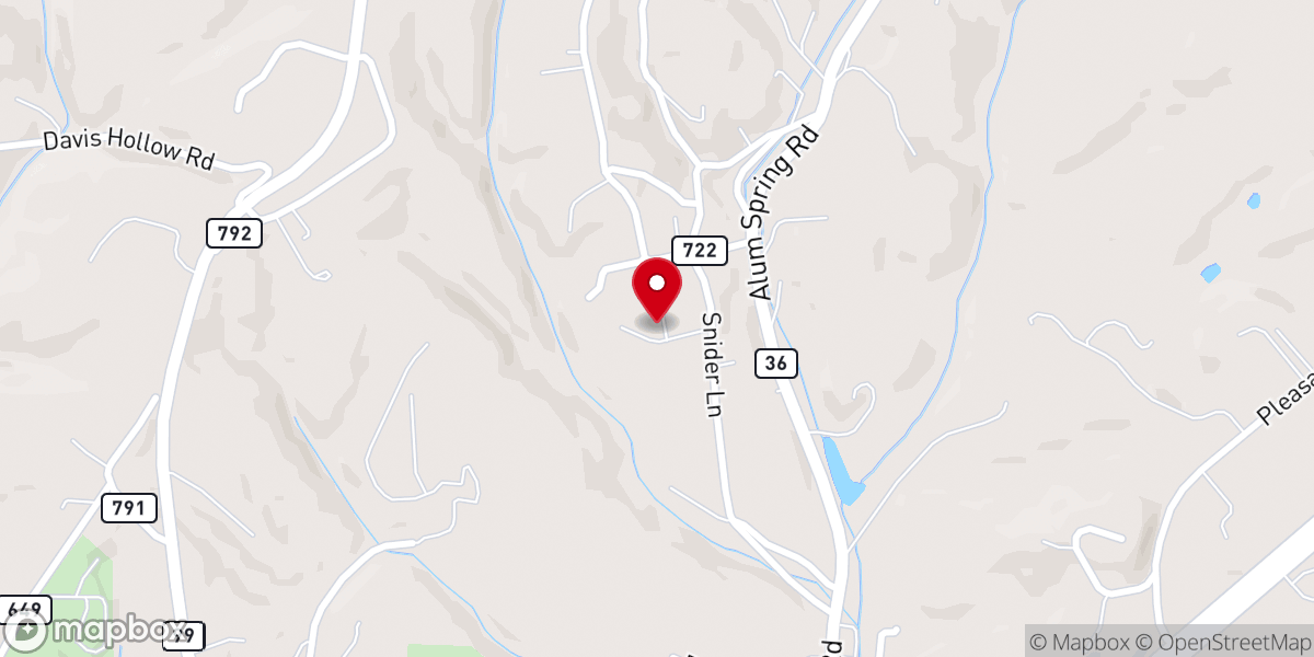 Map showing location of New River Valley Baptist Church