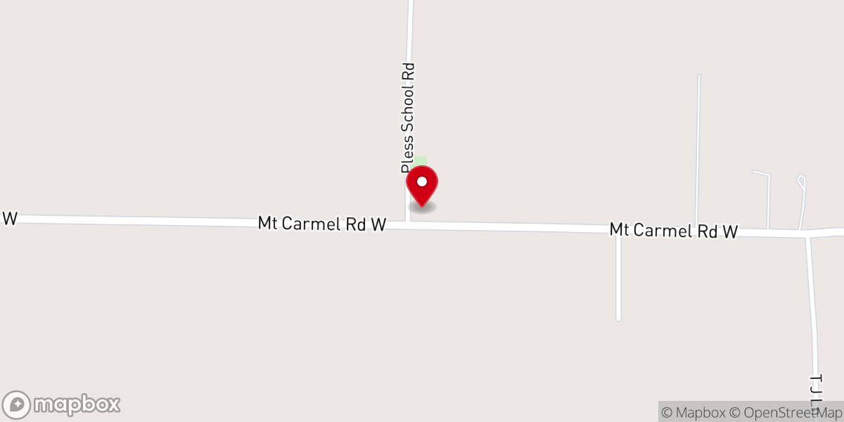 Map showing location of Mount Carmel Cumberland Presbyterian