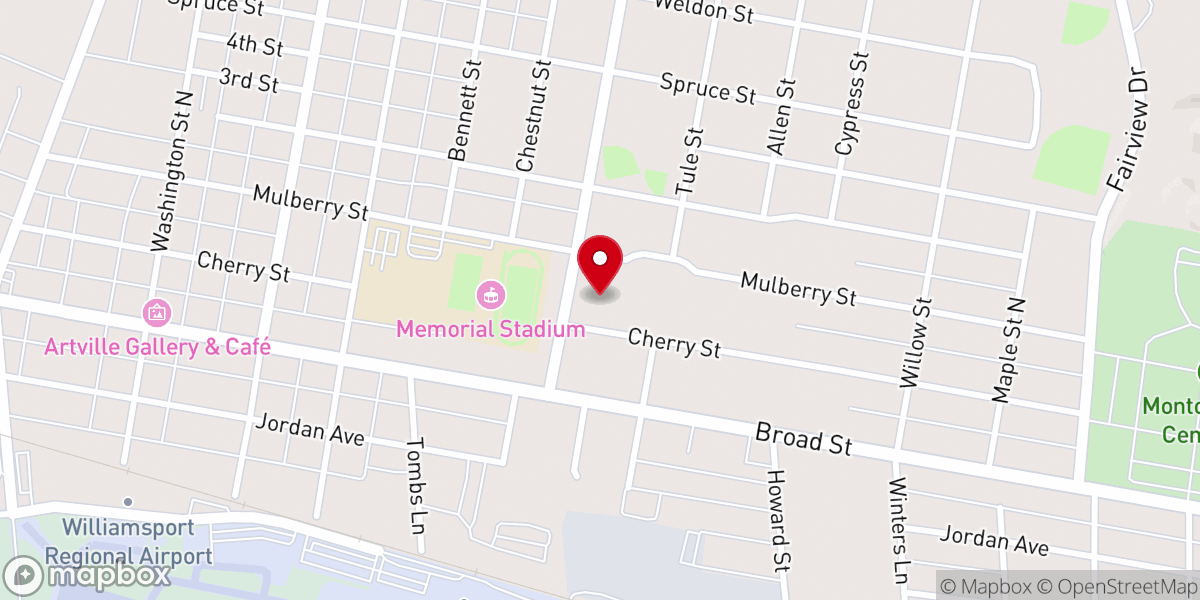 Map showing location of Our Lady of Lourdes church