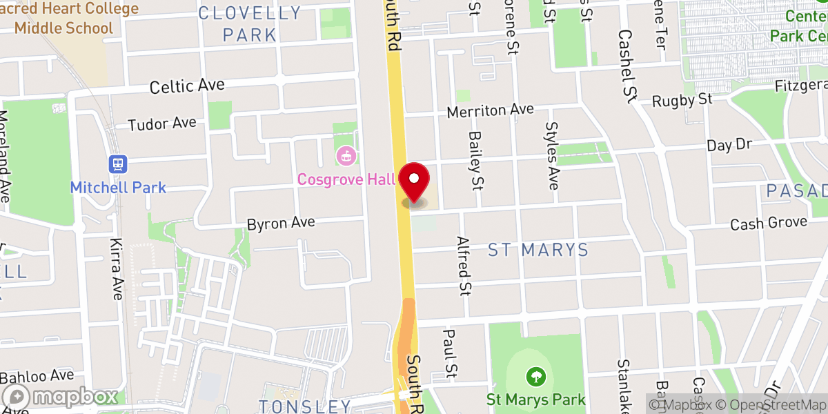 Map showing location of St Bernadette's Catholic Church (Parish of St Ann)