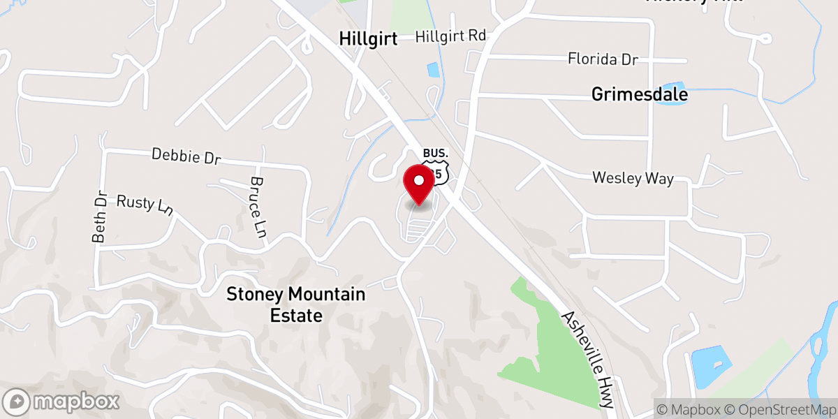 Map showing location of Stoney Mountain Baptist Church