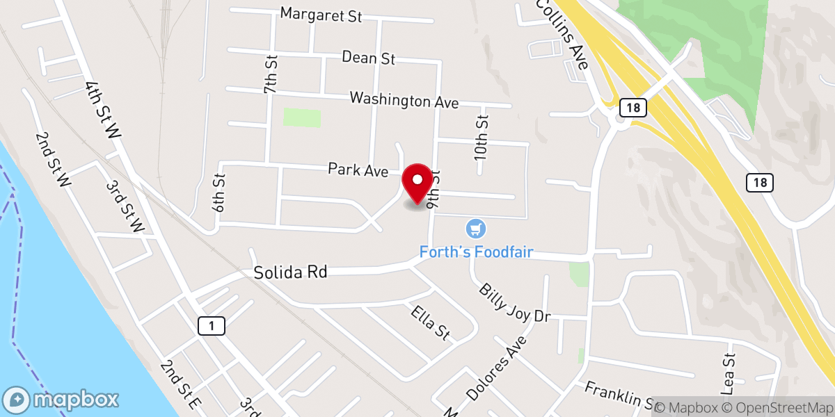 Map showing location of South Point Church of the Nazarene