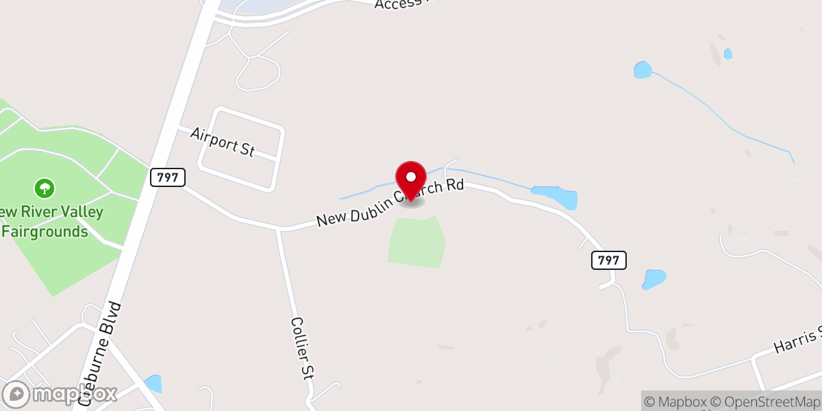 Map showing location of New Dublin Presbyterian Church
