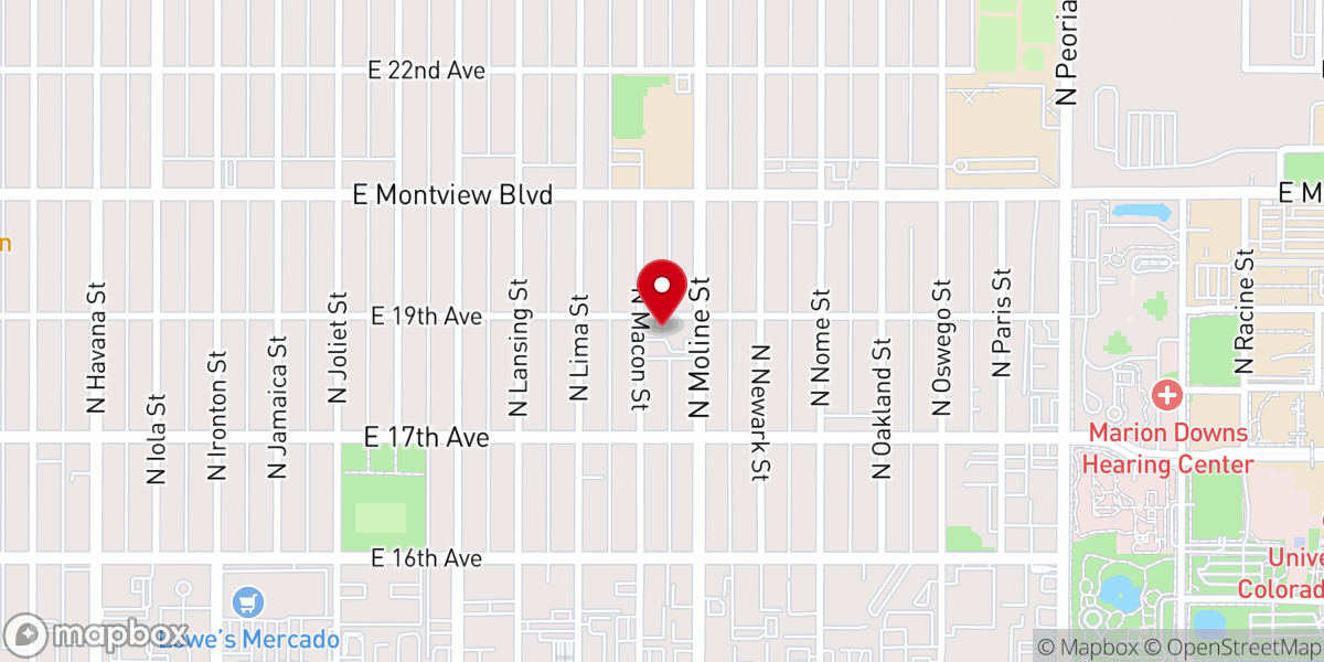 Map showing location of Aurora Community Baptist Church