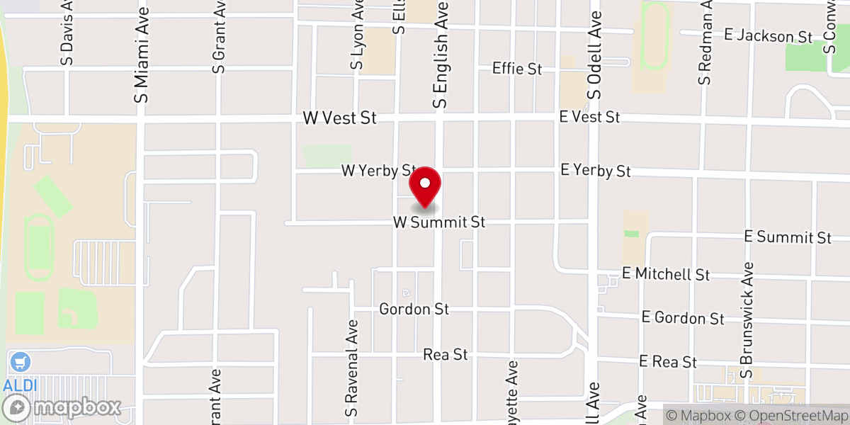 Map showing location of Bright Beginnings Early Childhood Center