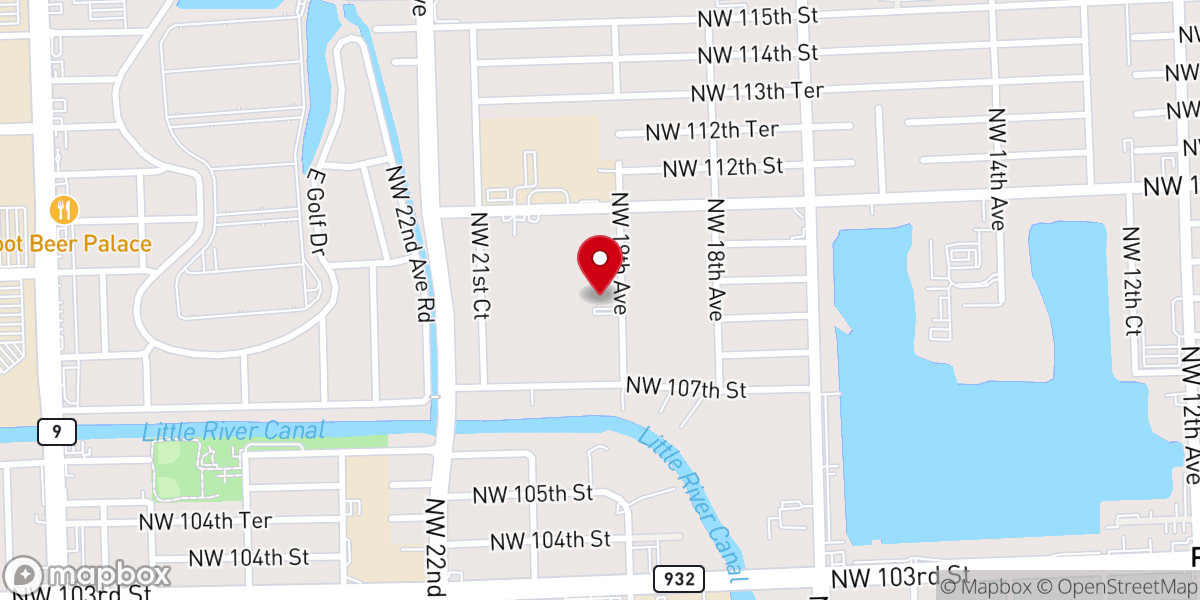 Map showing location of Miami Gospel Chapel