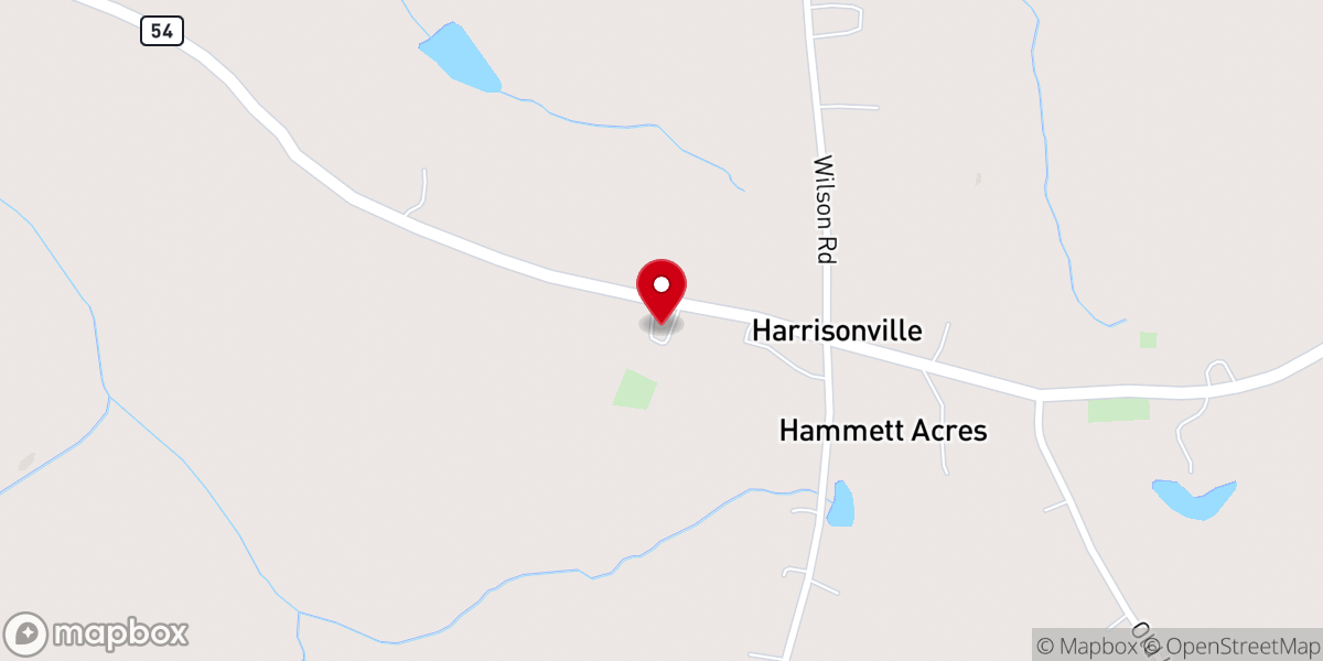 Map showing location of Harrisonville Baptist Church