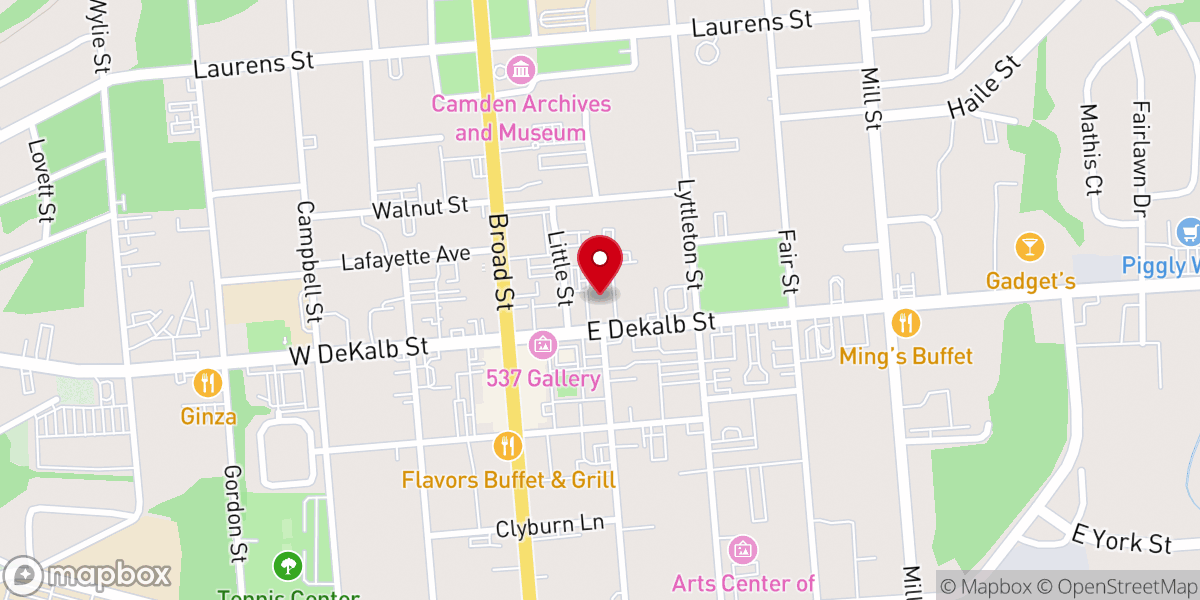 Map showing location of Bethseda Presbyterian Church