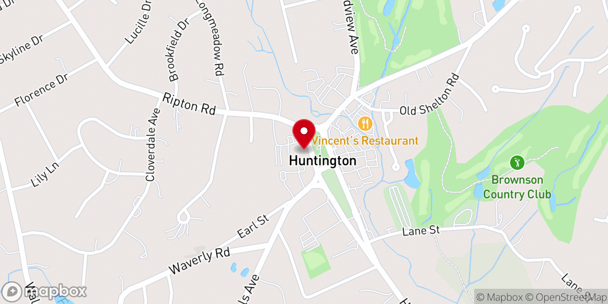 Map showing location of Huntington Congregational Church