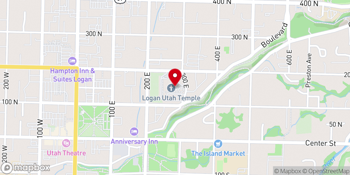 Map showing location of Logan Utah Temple