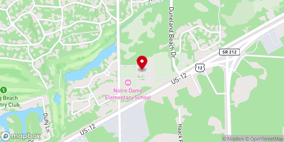 Map showing location of Notre Dame Parish Church