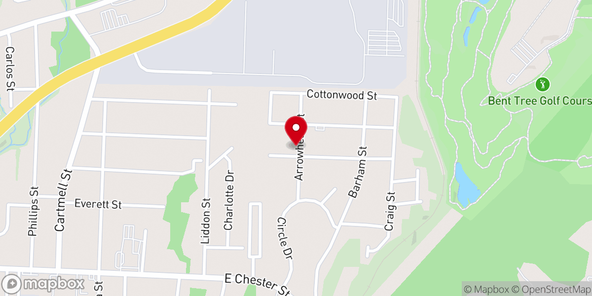 Map showing location of Hillcrest Church